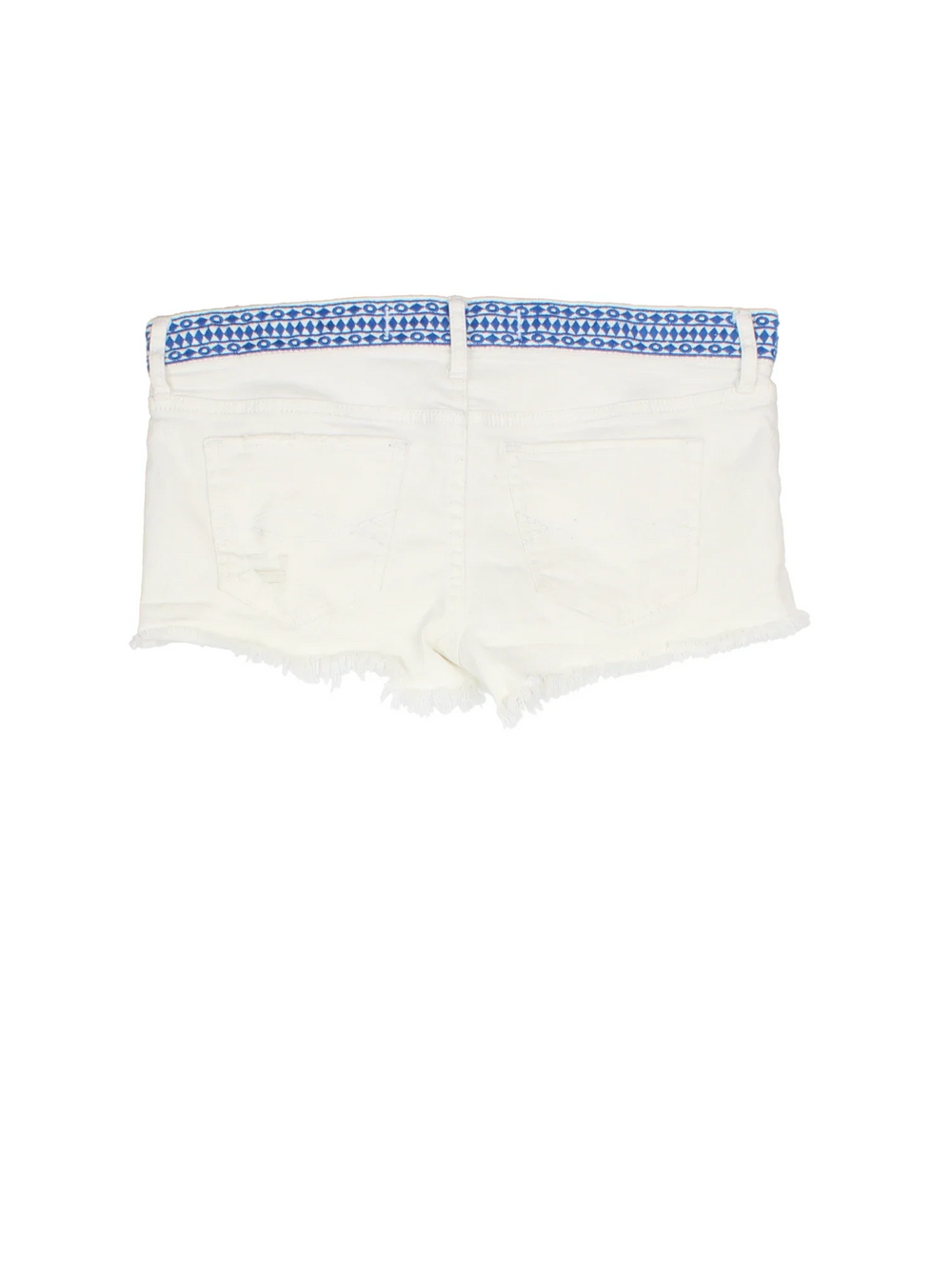 Y2K Hollister Denim Shorts in white colourway. Multiple pockets, frayed hem and embroidered detail on waistband.