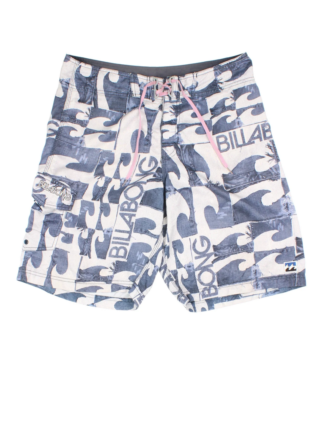 Vintage Billabong Board shorts in blue/white colourway with lace up fastening and the logo embroidered on the front.