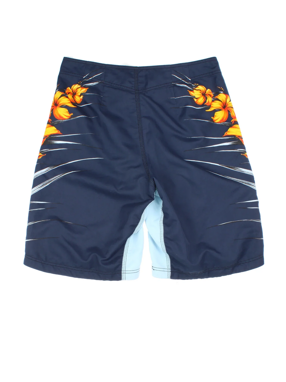 Vintage Billabong Board shorts in blue/yellow colourway with lace up fastening and the logo embroidered on the front.