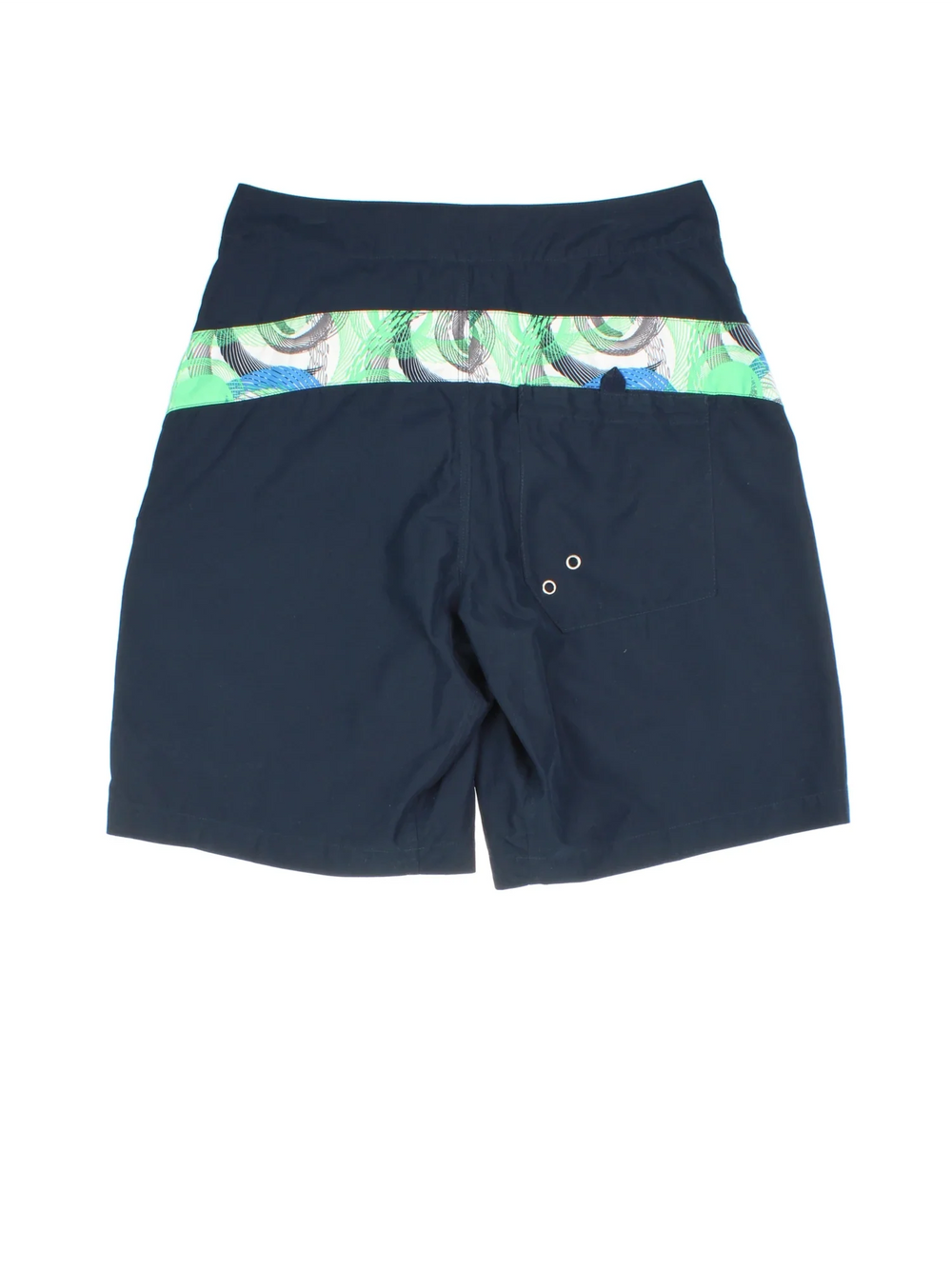 Vintage Nike Swim shorts in blue colourway with lace up fastening, mesh insert, cargo style pocket, and the logo embroidered on the front.