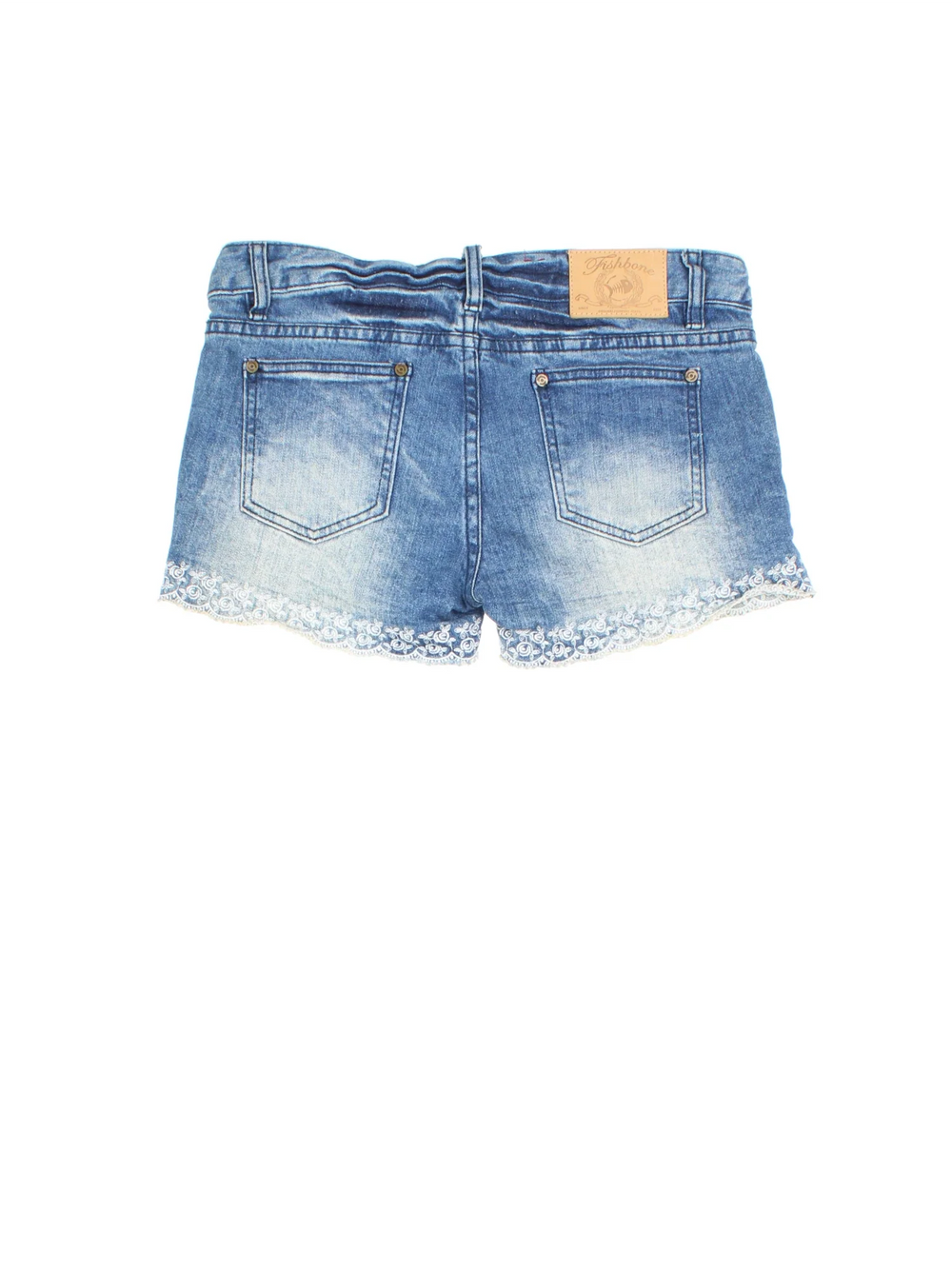 Vintage Y2K shorts in blue colourway with multiple pockets, scolloped hem and the logo embroidered on the back.