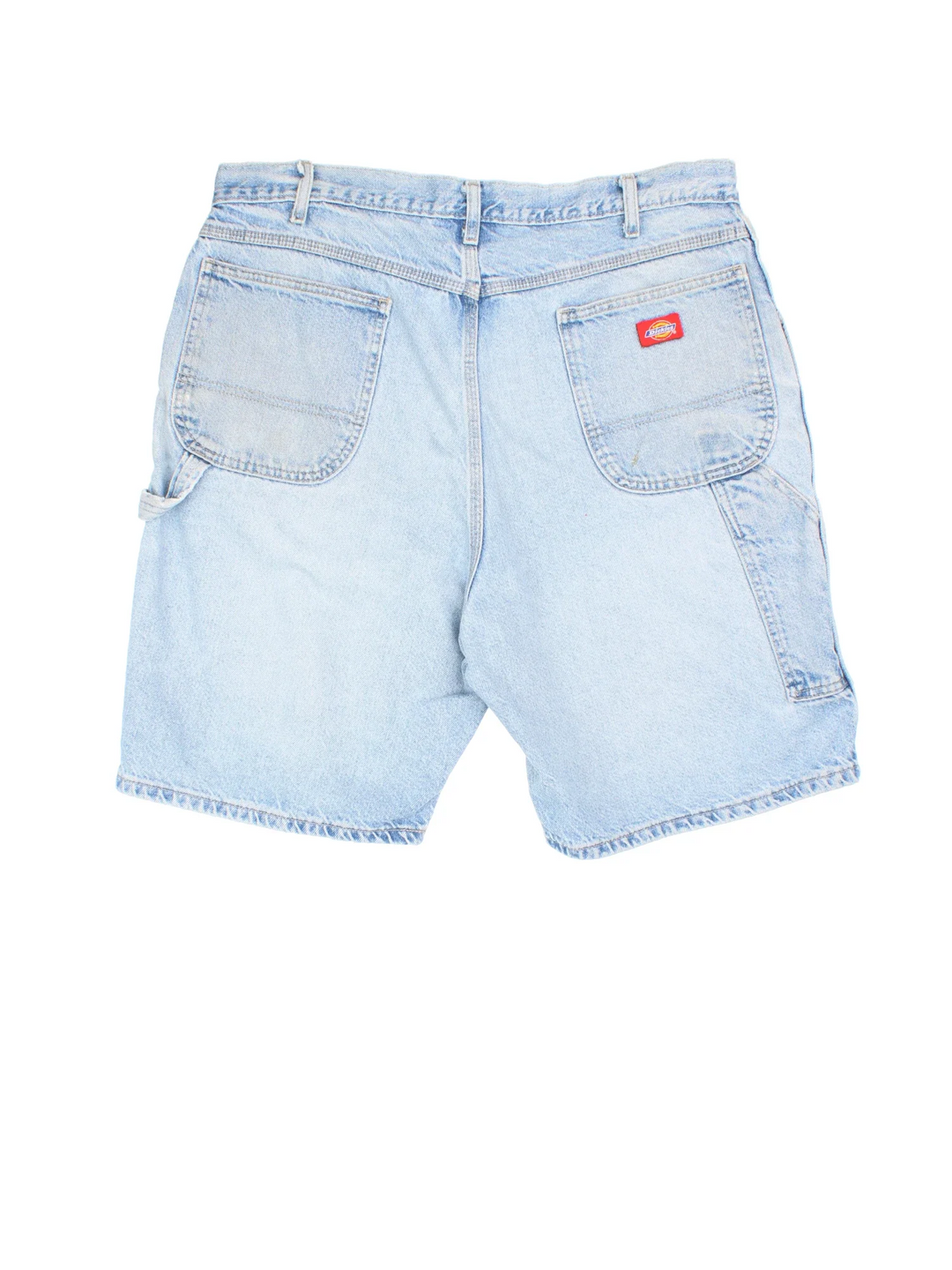 Vintage Dickies Denim Shorts in blue colourway with multiple pockets and the logo embroidered on the back.