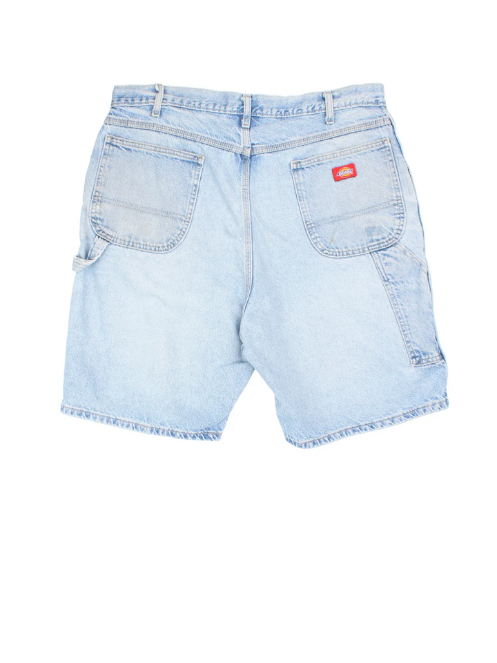 Vintage Dickies Denim Shorts in blue colourway with multiple pockets and the logo embroidered on the back.