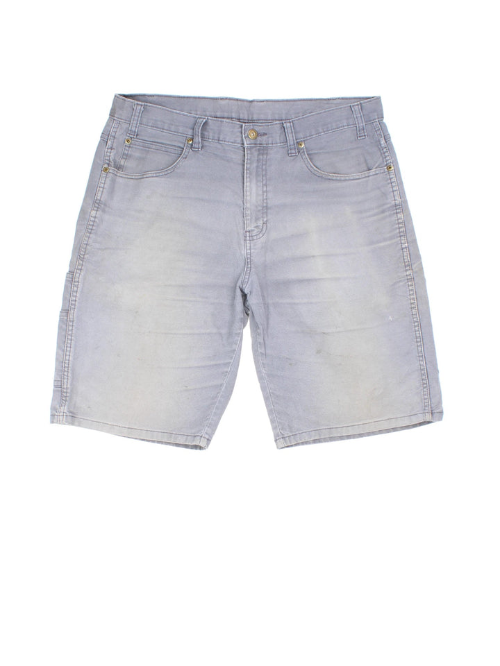 Vintage Dickies shorts in grey colourway with multiple pockets and the logo embroidered on the front.