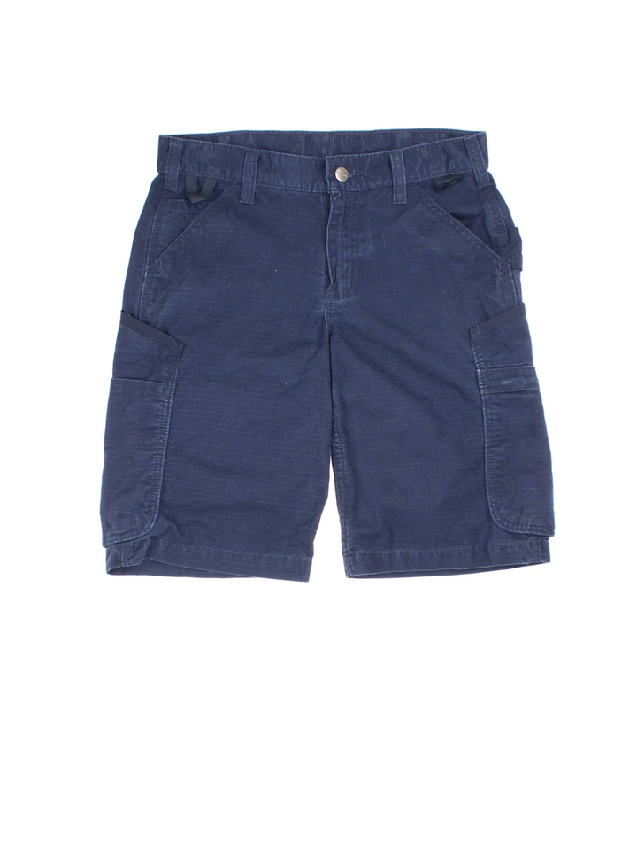 Vintage Carhartt Cargo shorts in blue colourway with multiple pockets and the logo embroidered on the back.