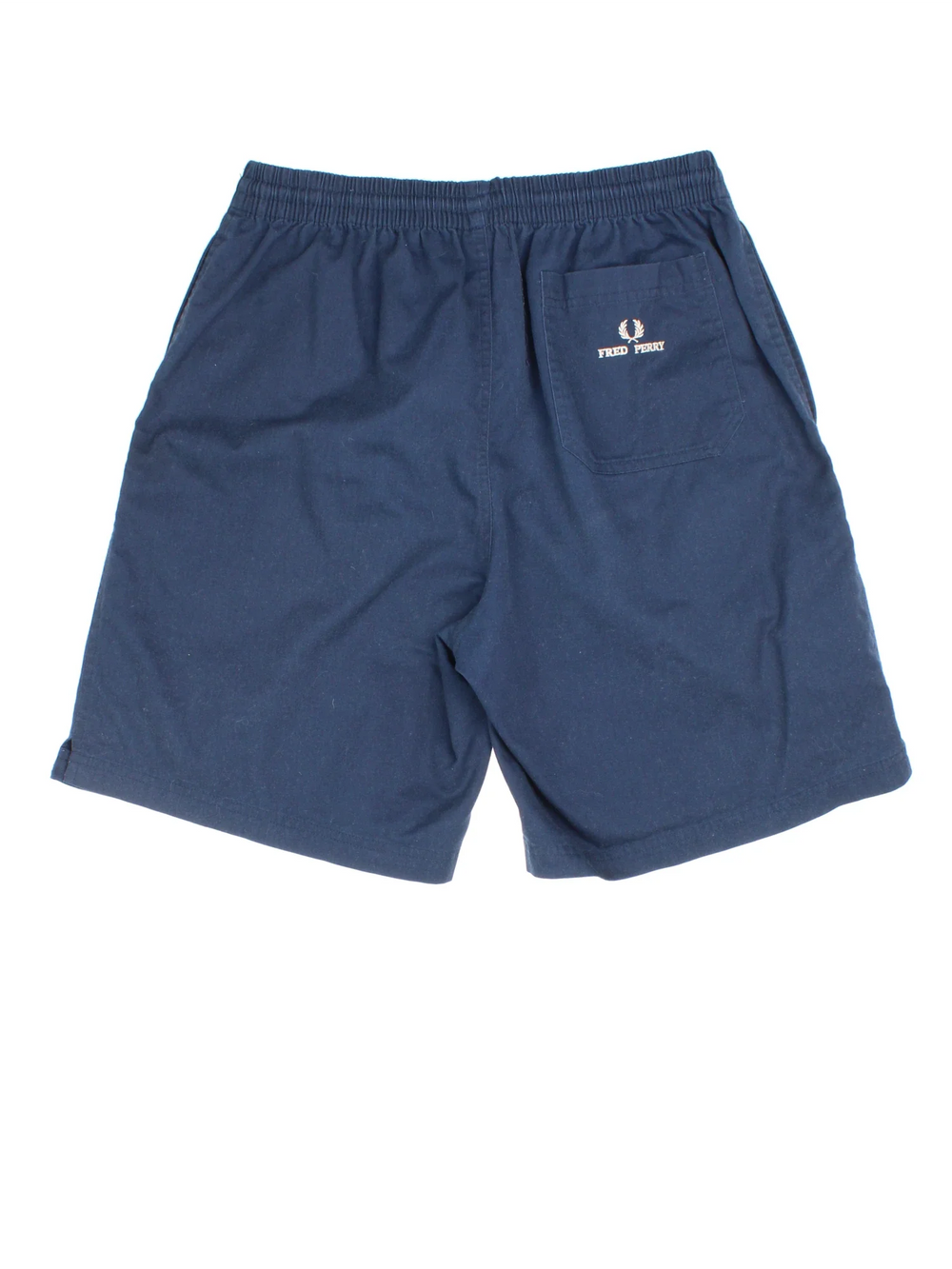 Vintage Fred Perry Shorts in blue colourway with elasticated waist, multiple pockets and the logo embroidered on the front/back.