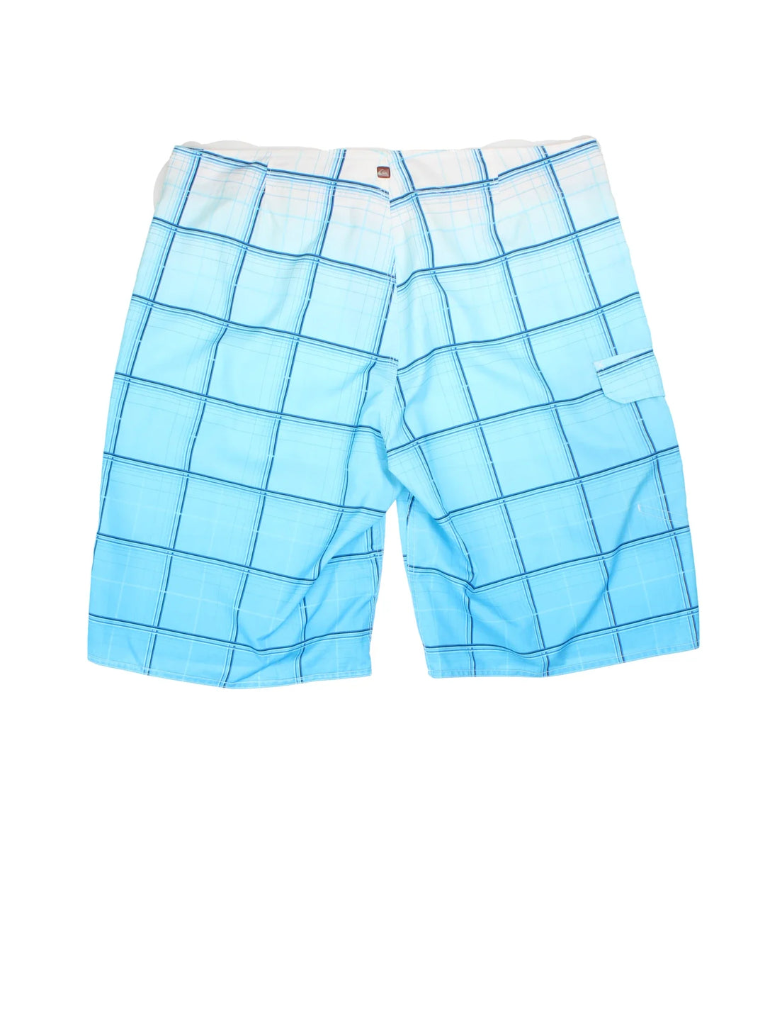 Vintage Quicksilver Board Shorts in blue/white colourway with tie waist, all over print and the logo embroidered on the front/back.