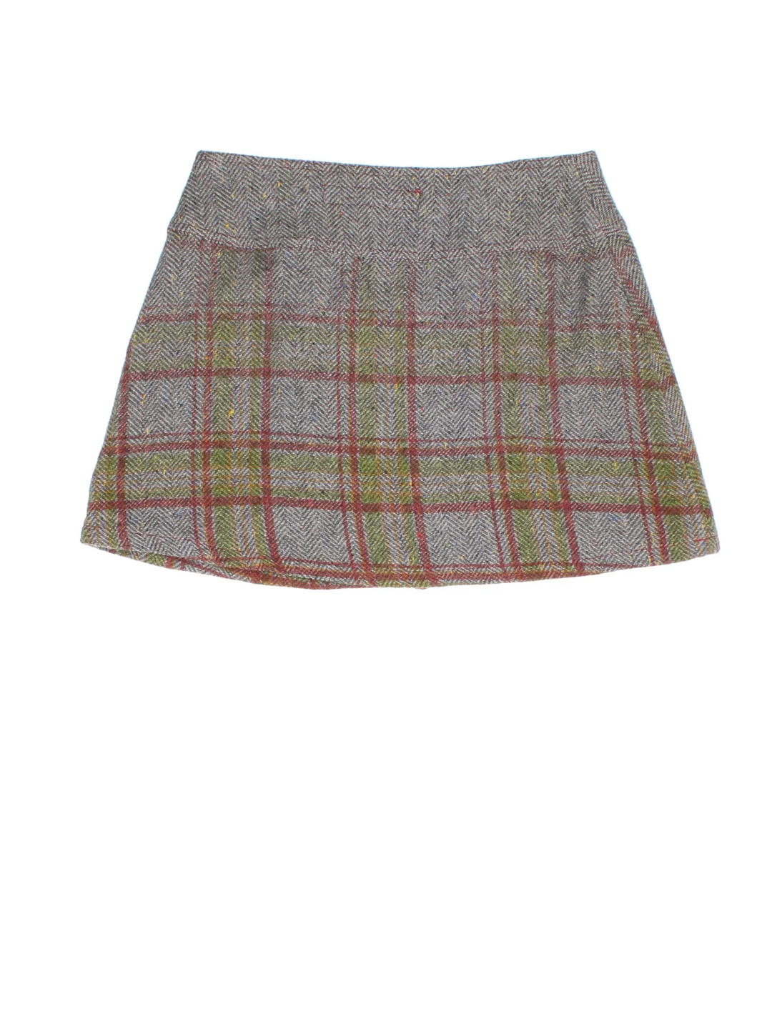 Y2K Miss Sixty Mini Skirt in grey plaid colourway. Zip through fastening and embroidered branding on front.