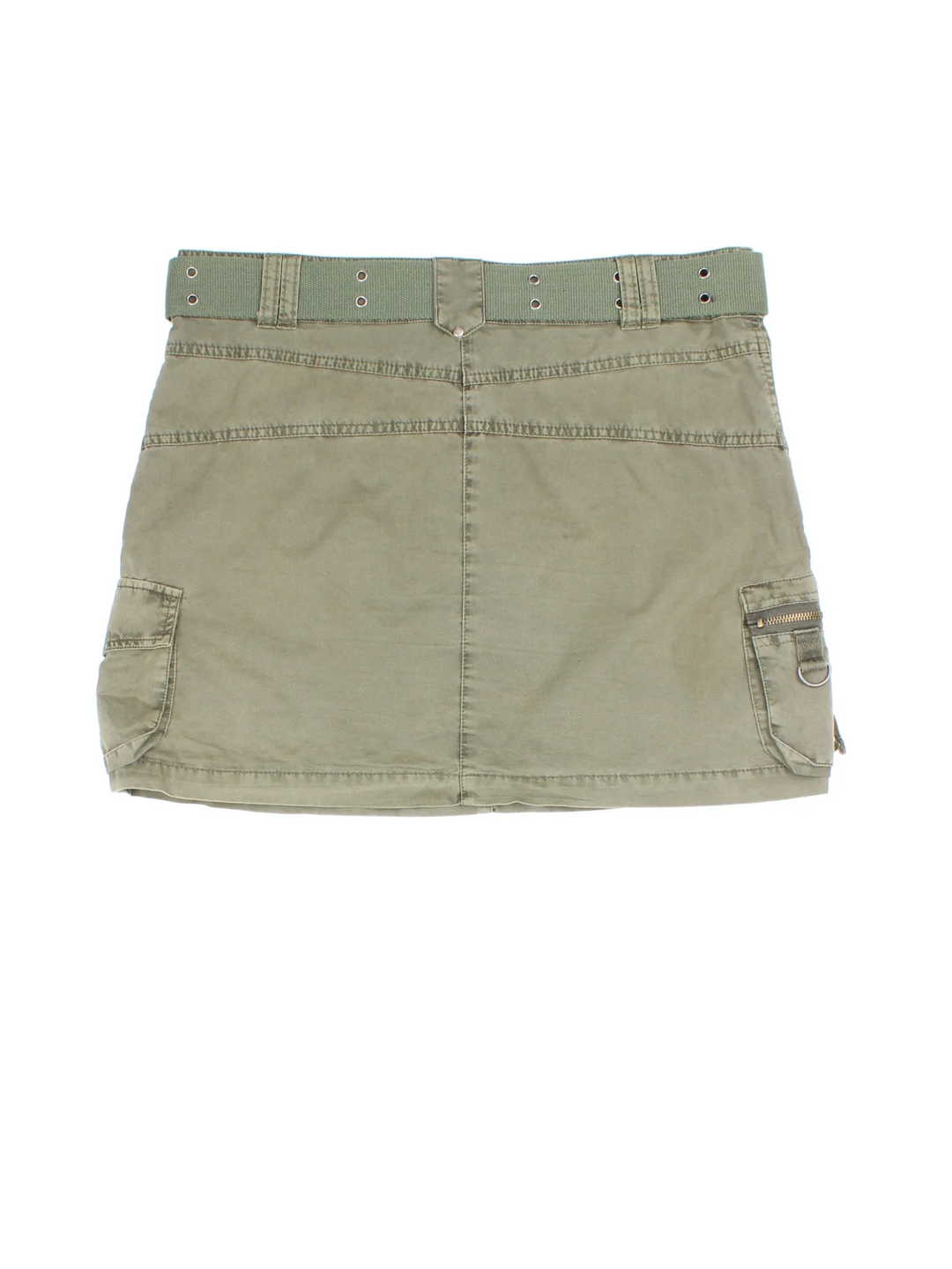 【NONCODE】Metel Cargo Belt Skirt Grunge Zip Front Buckled Belted Cargo Skirt In GREEN | ZAFUL