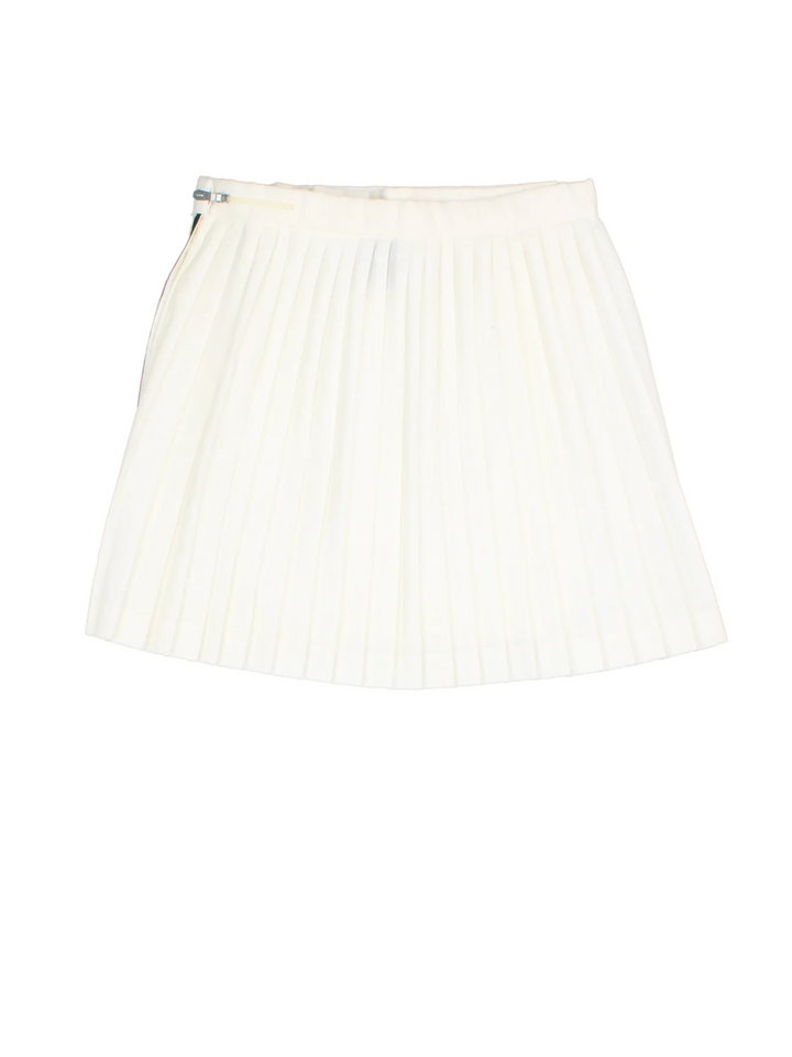 Fred Perry Tennis Skirt in white colourway. Wrap around fastening, full circle pleated skirt with embroidered branding on the front.