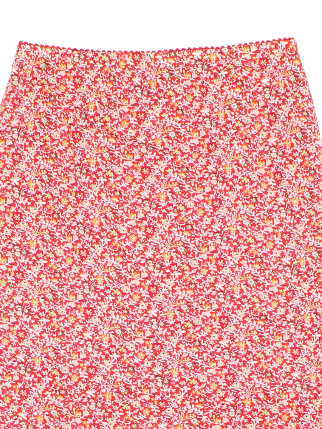 Y2K Floral Midi Skirt in red colourway with all over print and elasticated waist.