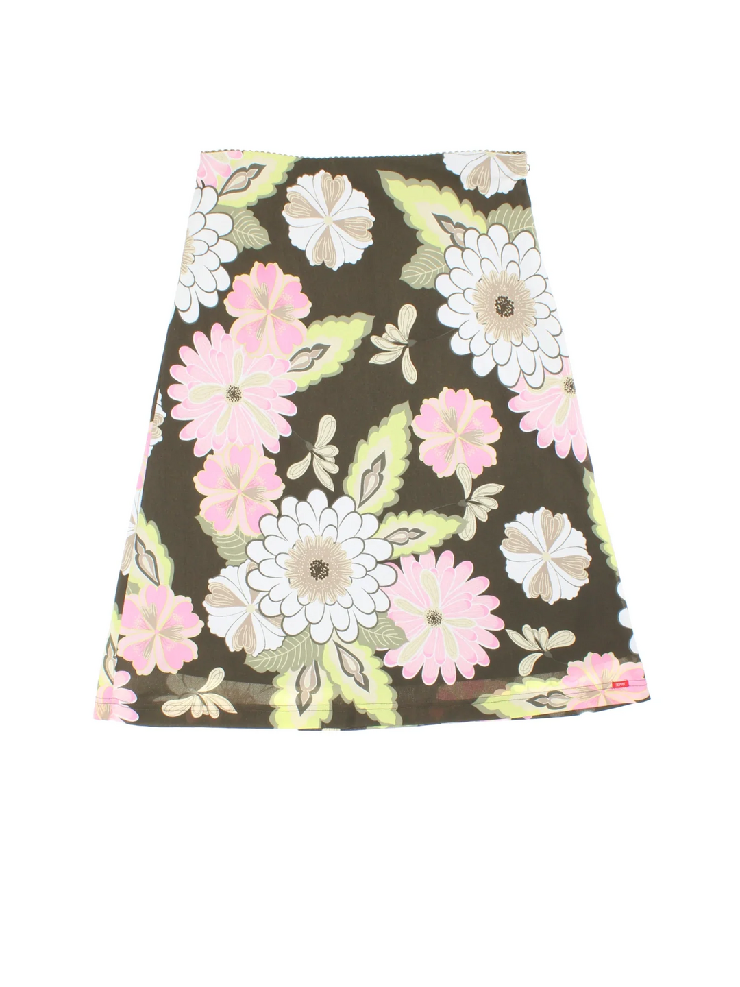 Y2K Floral Midi Skirt in green colourway with all over print and sheer overlay.