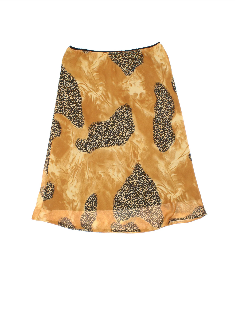 Y2K Leopard Print Midi Skirt in tan colourway with all over print and sheer overlay.