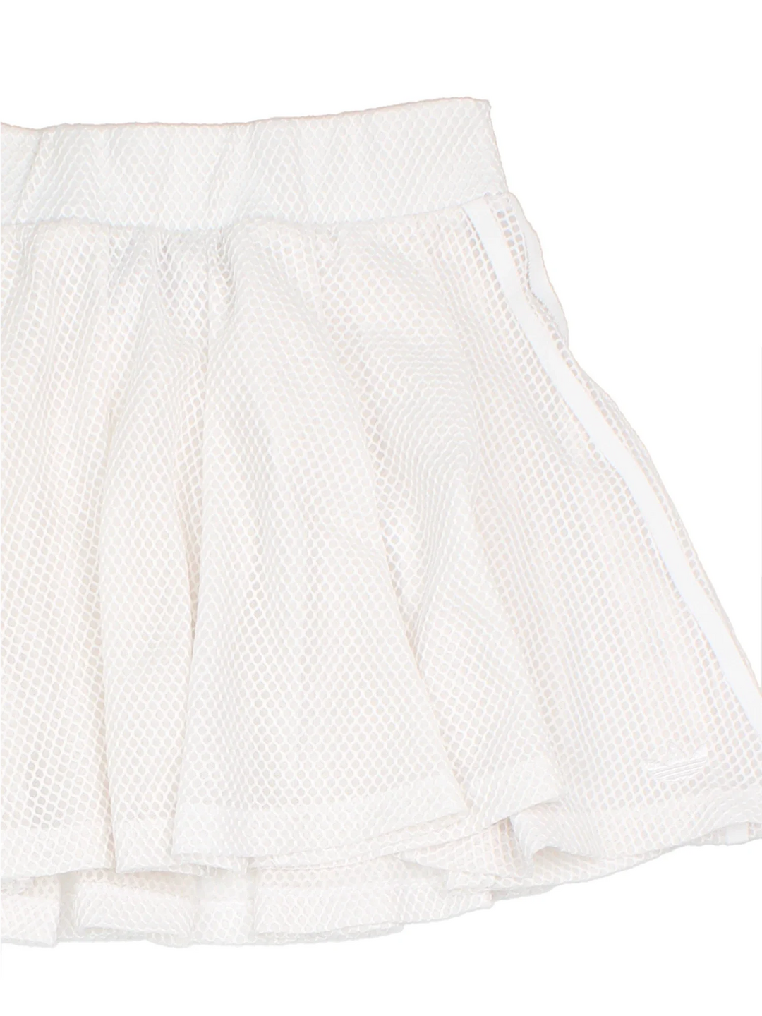 Adidas Tennis Skirt in white colourway with x3 stripe branding and logo embroidered on the front.