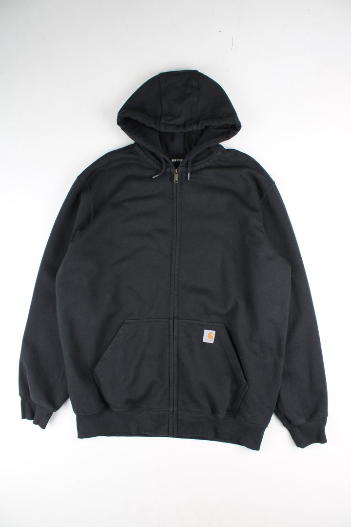 Carhartt Full Zip Hoodie in a blue colourway with large pocket and small zip pocket on the front. Small classic logo also on the front.
