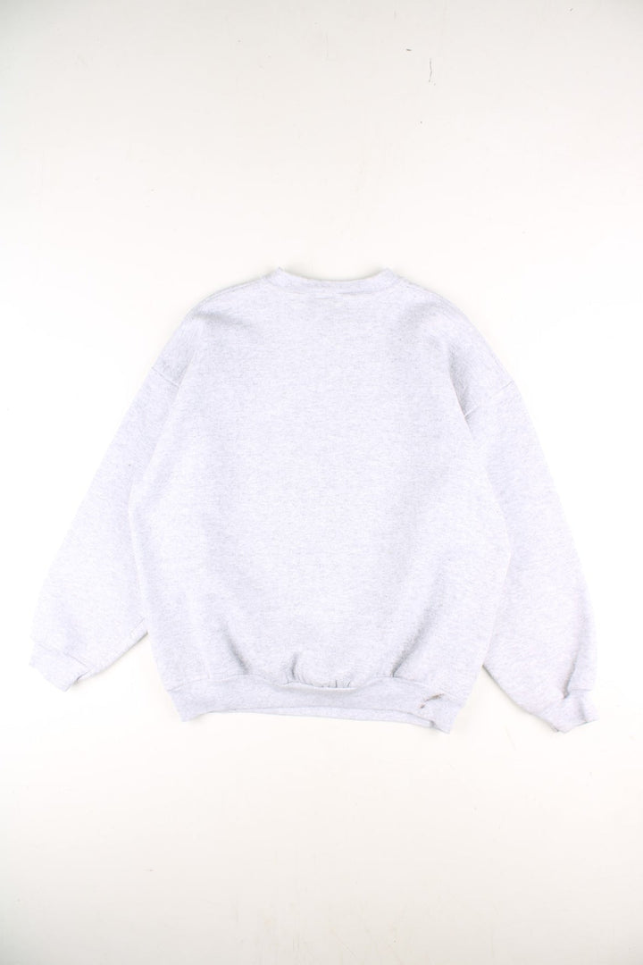 Vintage 90's Denver Broncos Christmas Superbowl Sweatshirt in a grey colourway with large graphic on the front.