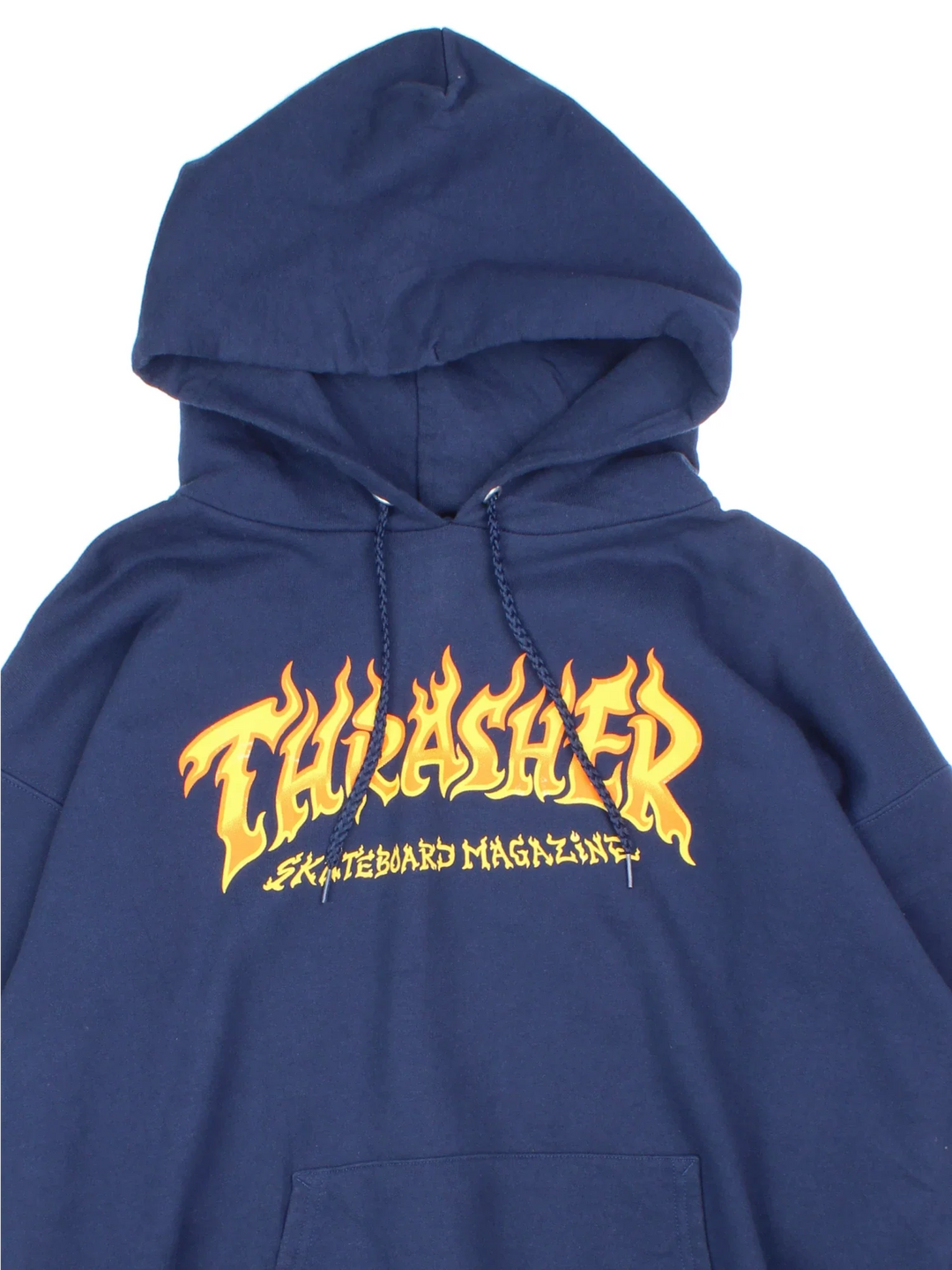 Thrasher Hoodie in a blue colourway with the classic flame logo across the front.