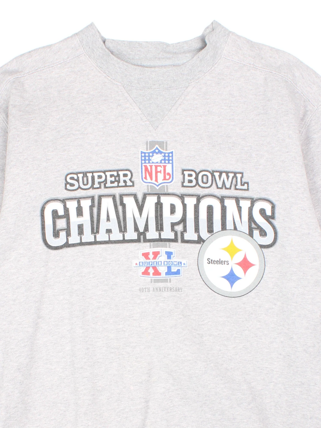 Pittsburgh Steelers NFL Superbowl Champions Sweatshirt in a grey colourway with the logo and graphic printed on front.