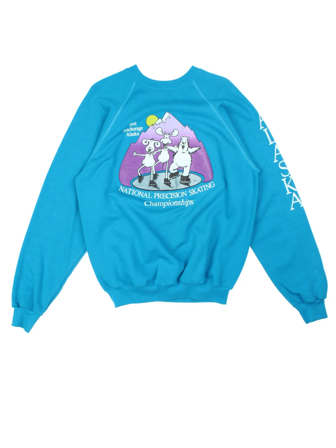 Vintage 1991 Skating Championships Sweatshirt in a blue colourway with the graphic printed on the front.
