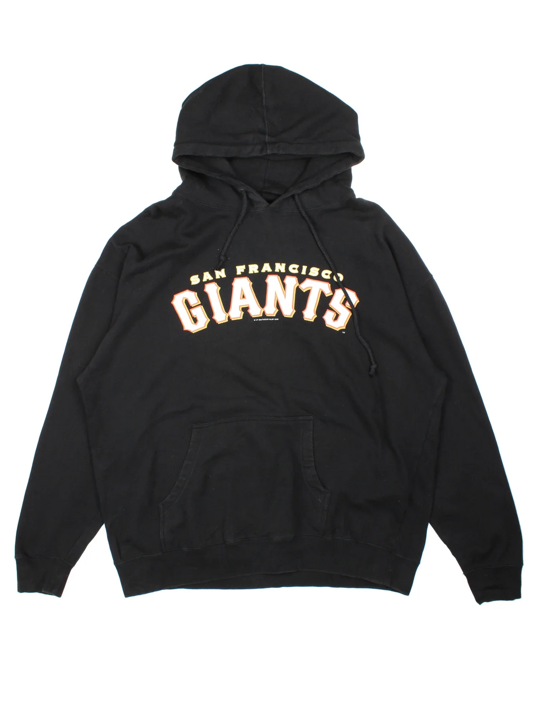 Vintage San Francisco MLB Hoodie in a black colourway with the spell out logo printed on the front.