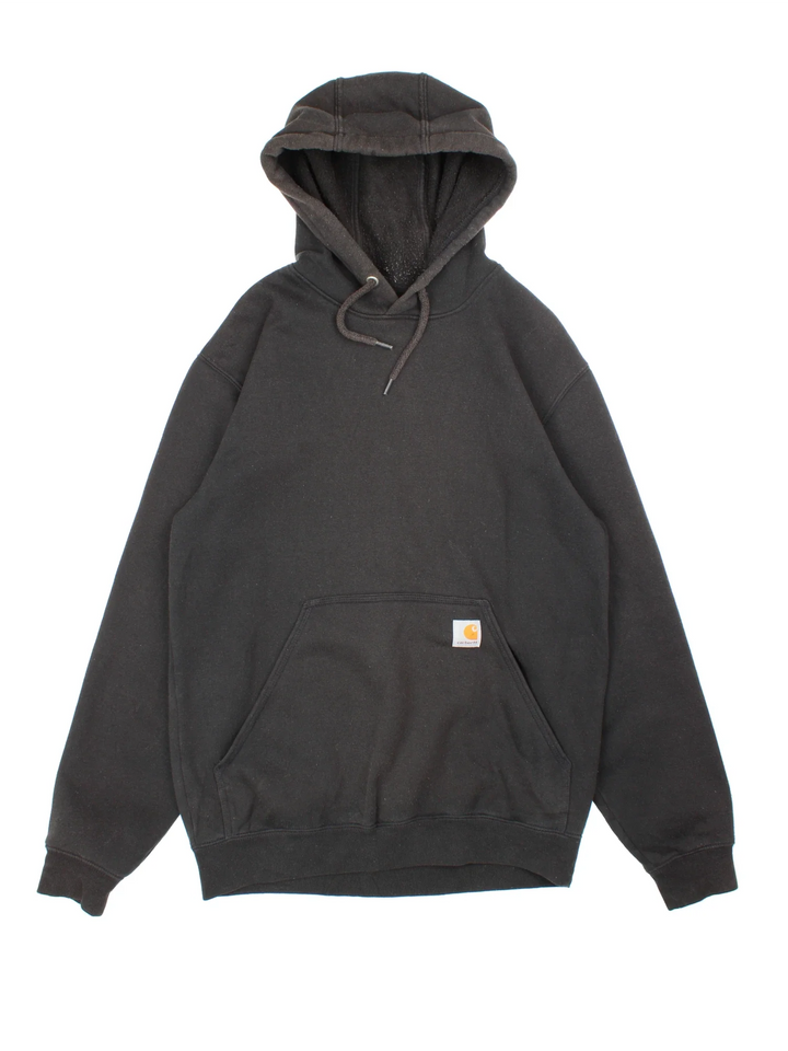 Carhartt Pullover Hoodie in a black colourway with large pocket and small classic logo on the front.