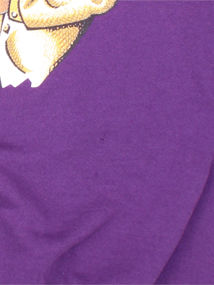 Vintage 1994 JJ's Blues Festival Sweatshirt in a purple colourway with blues band graphic on the front and the spell out / performing artist list printed on the back.