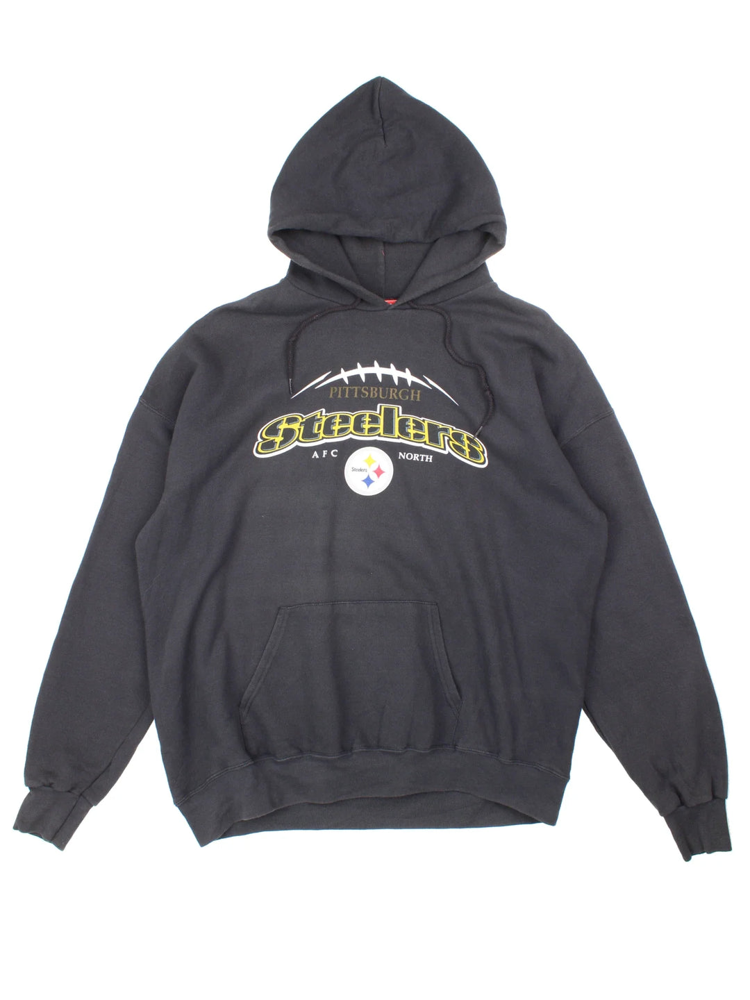 Pittsburgh Steelers NFL Hoodie in a black colourway with the team logo and spell out printed on the front.