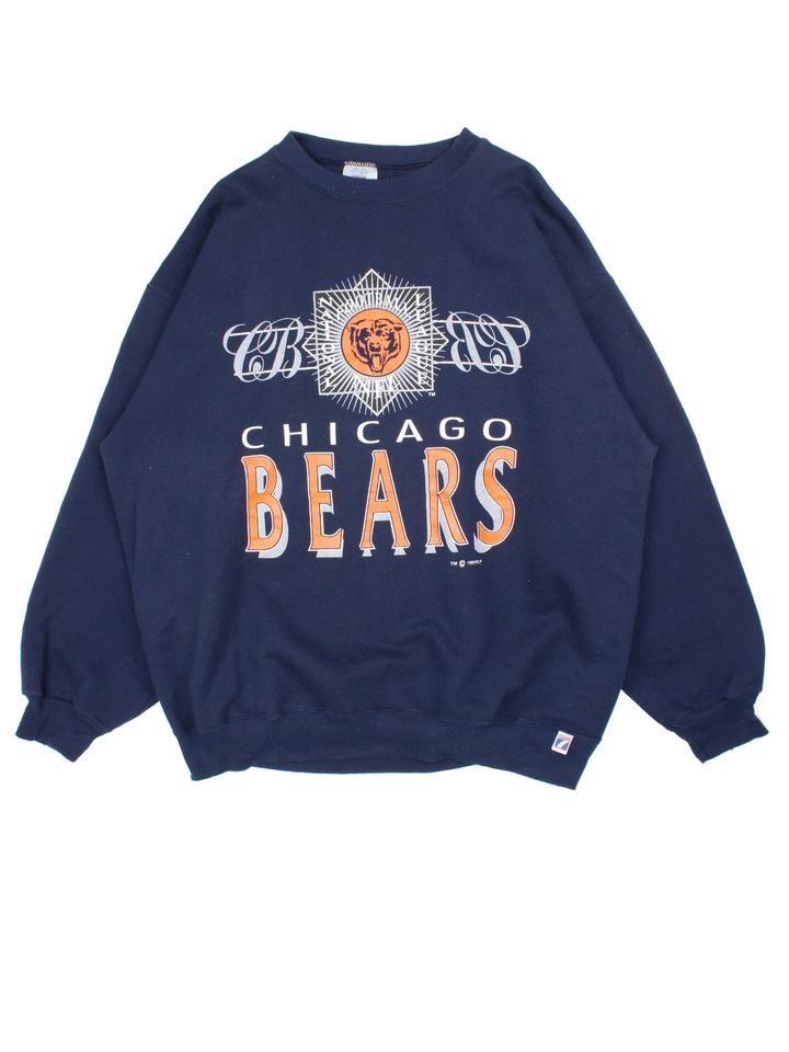 Vintage NFL Chicago Bears Sweatshirt in a blue colourway with the logo and graphic printed on front.