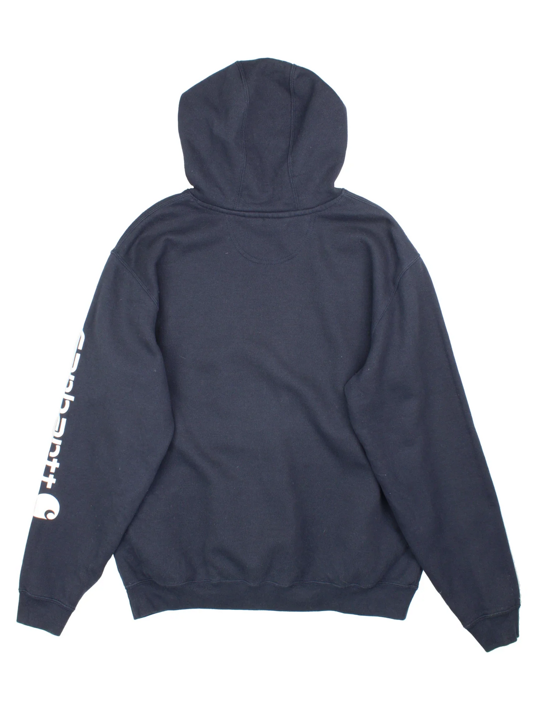 Carhartt Hoodie in a blue colourway with the classic logo and large pocket on the front.