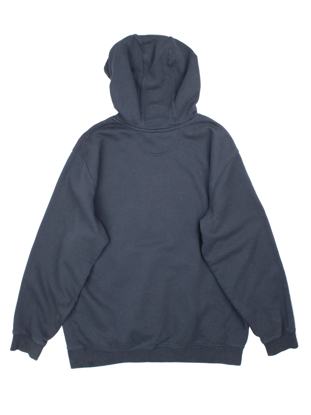 Carhartt Hoodie in a blue colourway with large graphic and pocket on the front.