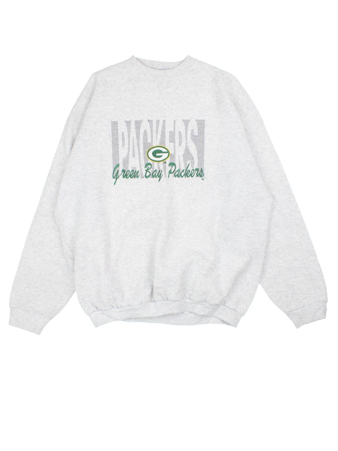 Vintage NFL Green Bay Packers Sweatshirt in a grey colourway with the logo and graphic printed on front.