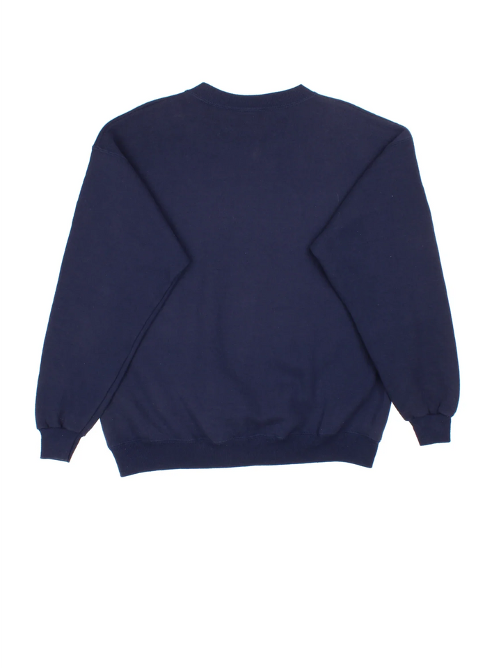 Vintage Boston Sailing Sweatshirt in a blue colourway with spell out and graphic printed across the front.