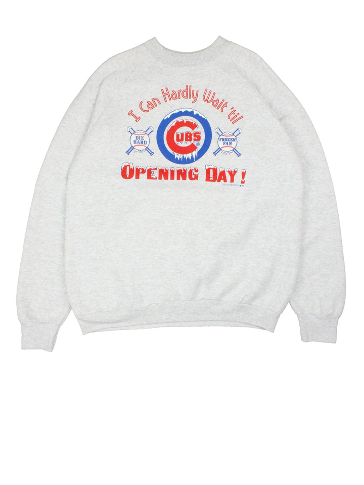 1993 Chicago Cubs MLB Opening Day Sweatshirt in a grey colourway with logo graphic across the front.