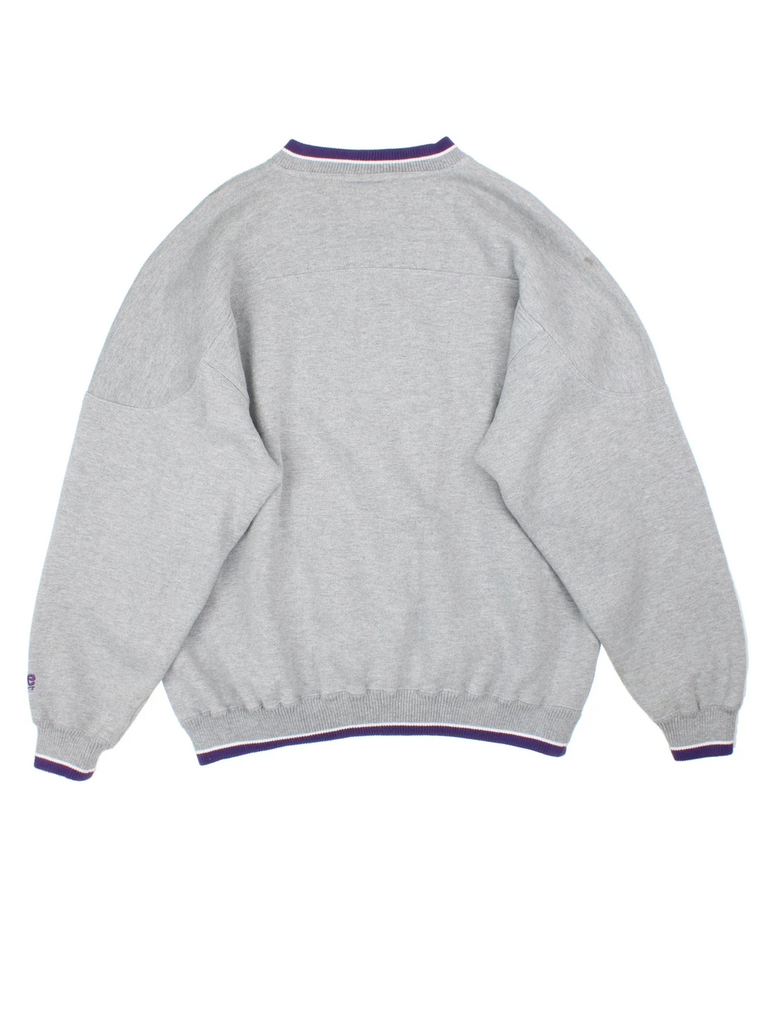 Vintage Washington Huskies Sweatshirt in a grey/purple colourway. V neck, with contrast trims and branding embroidered on the front.