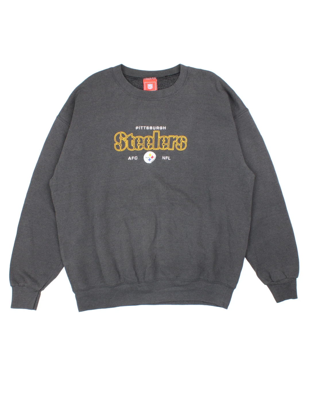 NFL Pittsburgh Steelers Sweatshirt in a dark grey colourway with the logo and graphic across the front.