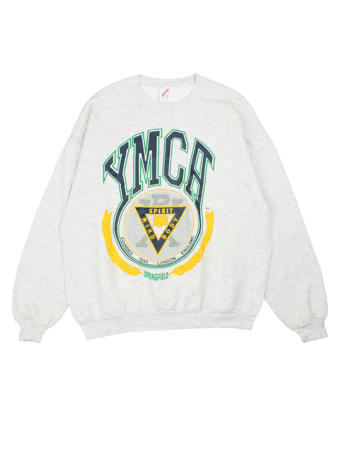 Vintage YMCA Sweatshirt in a grey colourway with large graphic on the front.