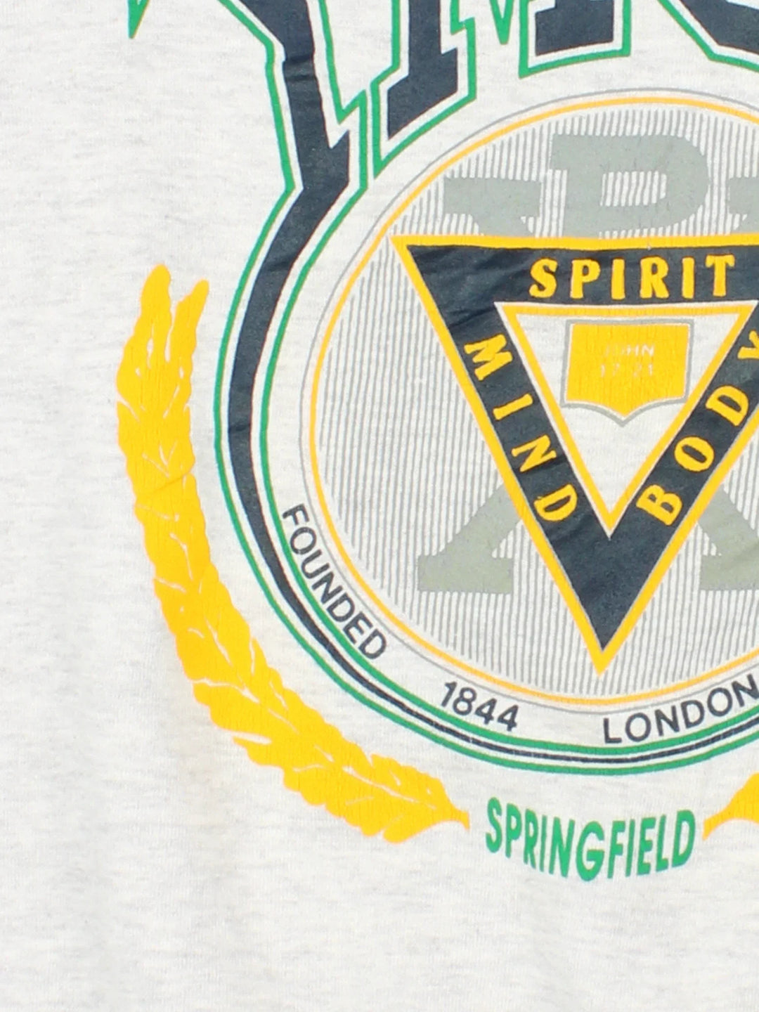 Vintage YMCA Sweatshirt in a grey colourway with large graphic on the front.