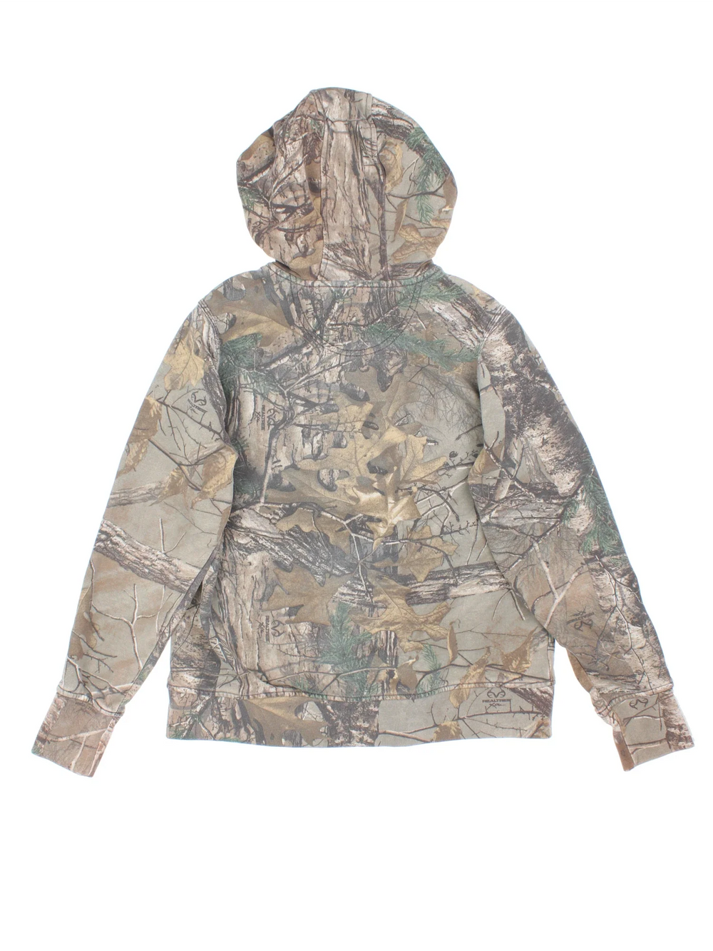 Carhartt Hoodie in a green colourway with full zip and all over camo print. Classsic Logo across the front.