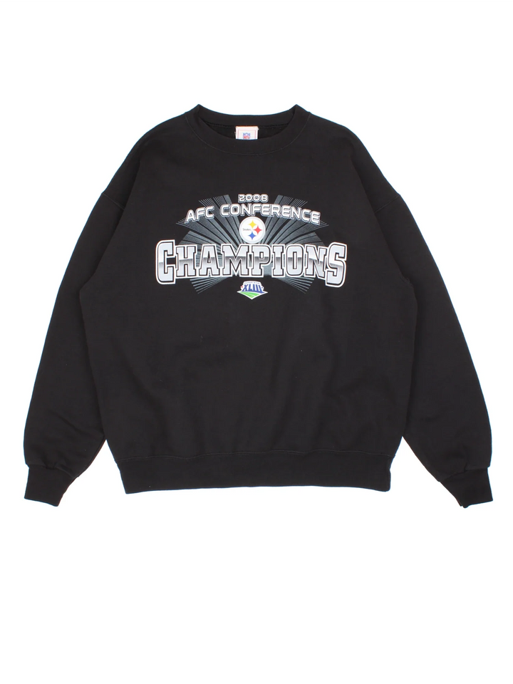 2008 Pittsburgh Steelers NFL Sweatshirt in a black colourway with the logo and graphic printed on front.