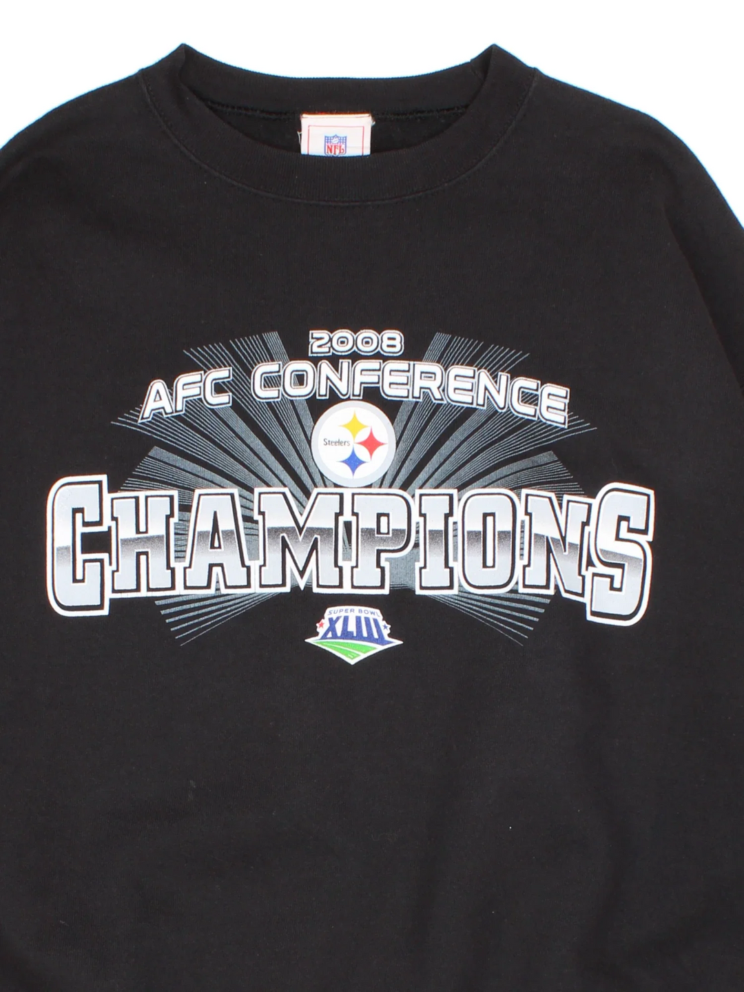 2008 Pittsburgh Steelers NFL Sweatshirt in a black colourway with the logo and graphic printed on front.