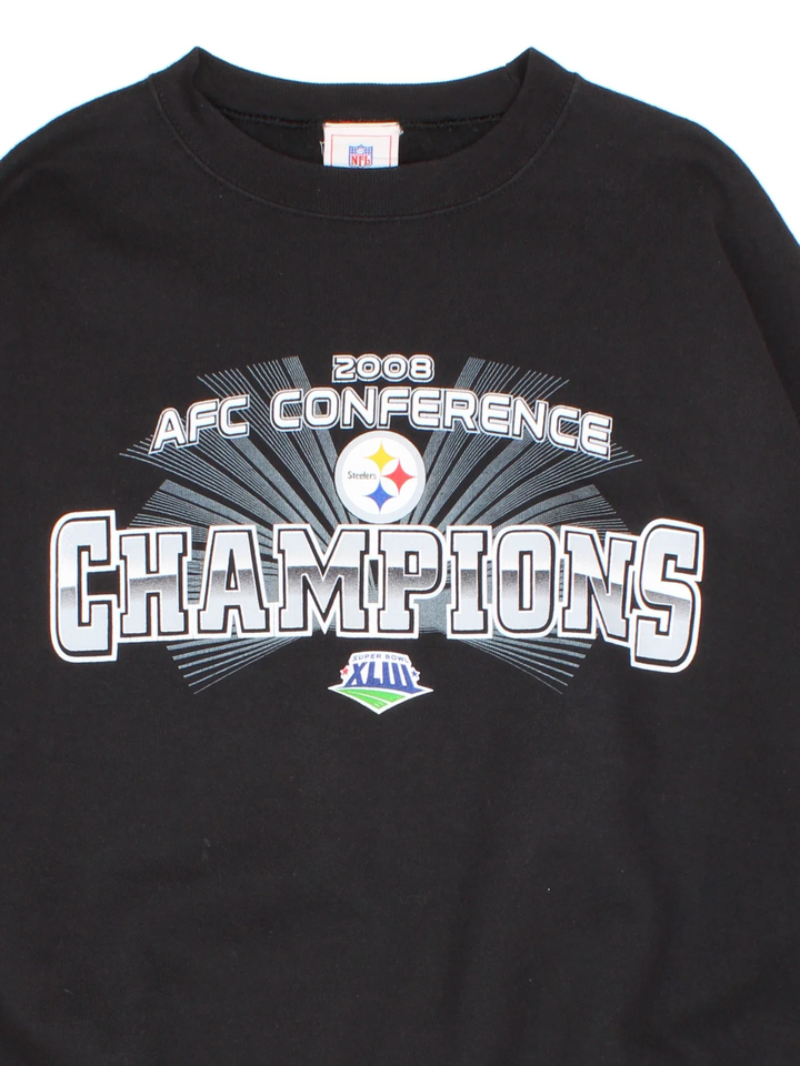2008 Pittsburgh Steelers NFL Sweatshirt in a black colourway with the logo and graphic printed on front.