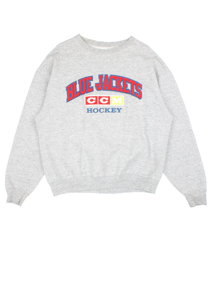 Vintage NHL Columbus Blue Jackets Hockey Sweatshirt in a grey colourway with the logo and graphic on front.