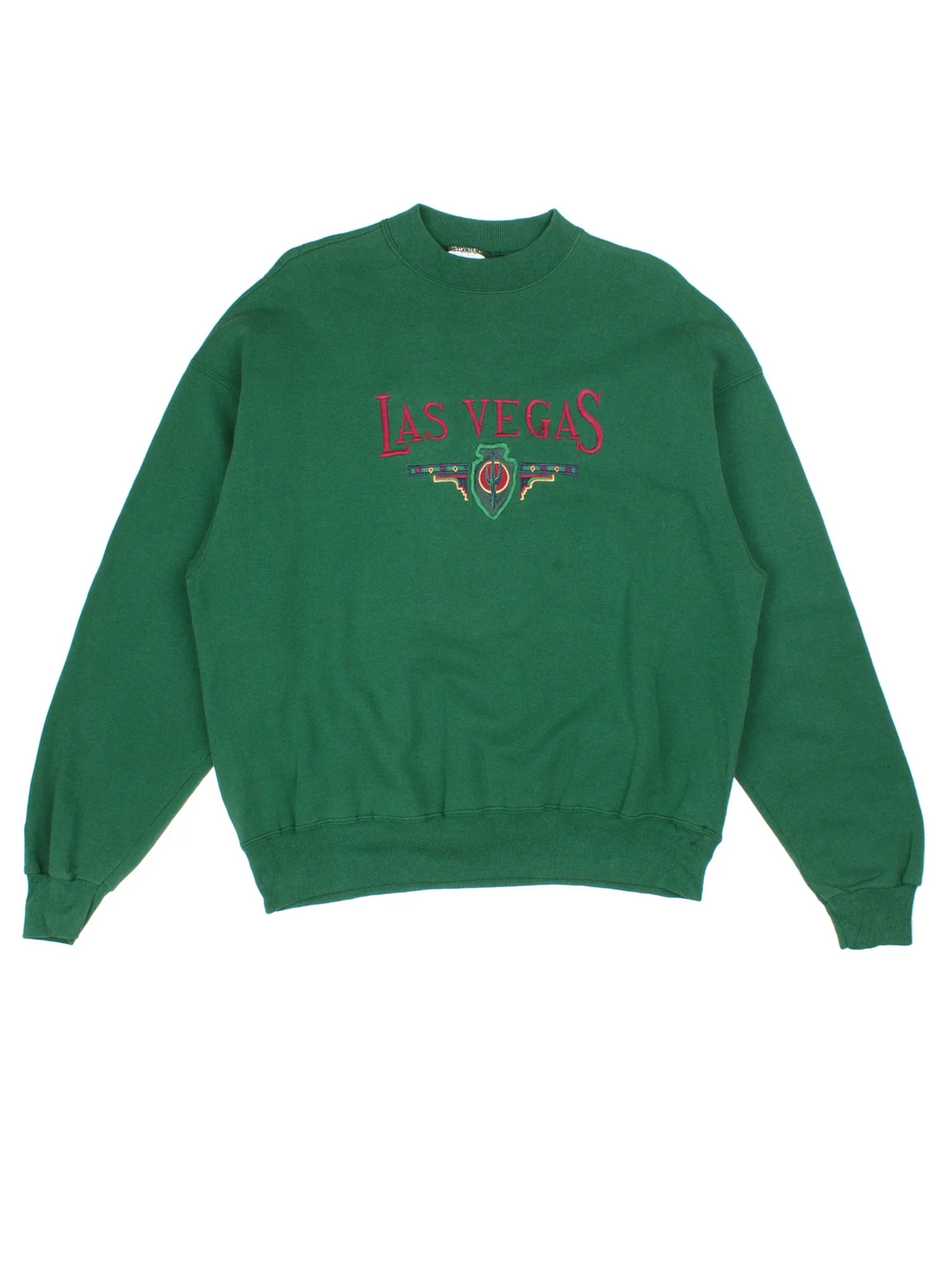Vintage Las Vegas Sweatshirt in a green colourway, with the graphic spell out embroidered on front.