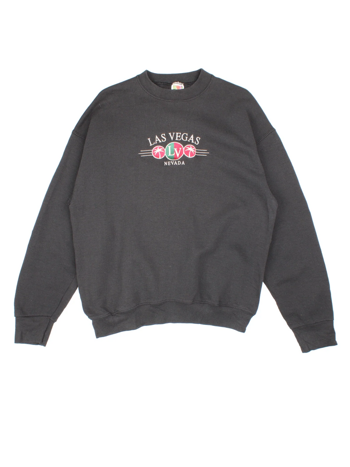 Vintage Las Vegas Sweatshirt in a black colourway, with graphic embroidered on the front.