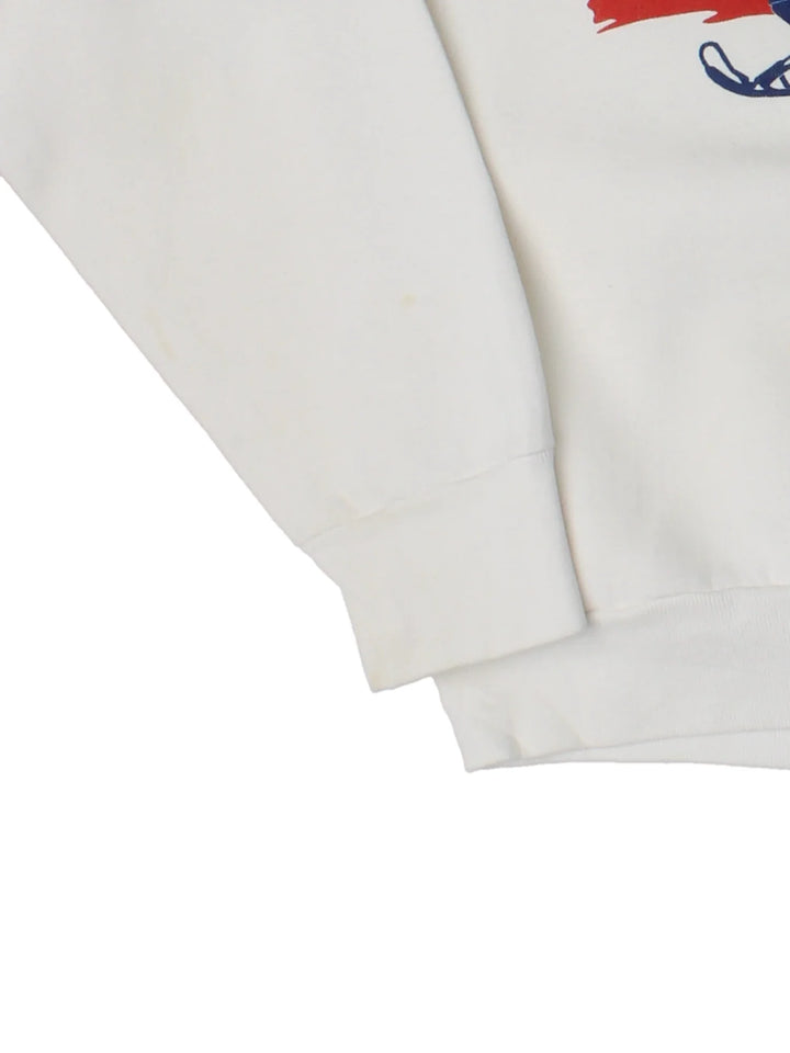 Vintage Yellowstone Snowmobile Sweatshirt in a white colourway with mountain and snowmobile graphic printed on front.