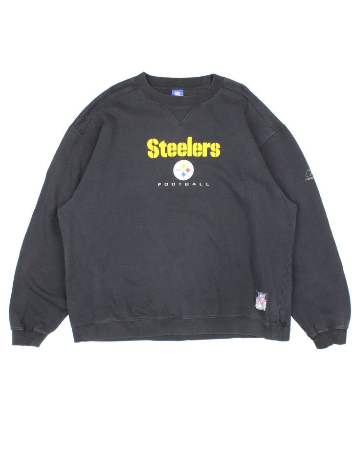 Vintage Pittsburgh Steelers NFL Reebok Sweatshirt in a black colourway, with logo printed/embroidered on the front.