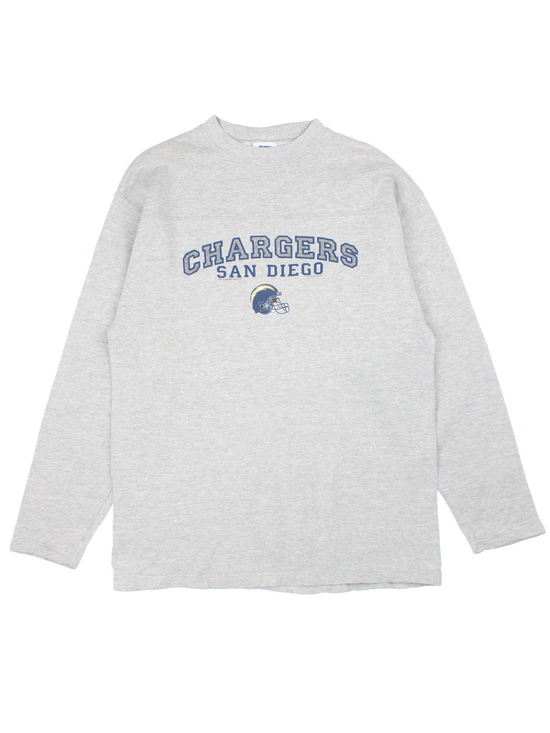 Vintage NFL San Diego Chargers Sweatshirt in a grey colourway with logo and graphic across the front.