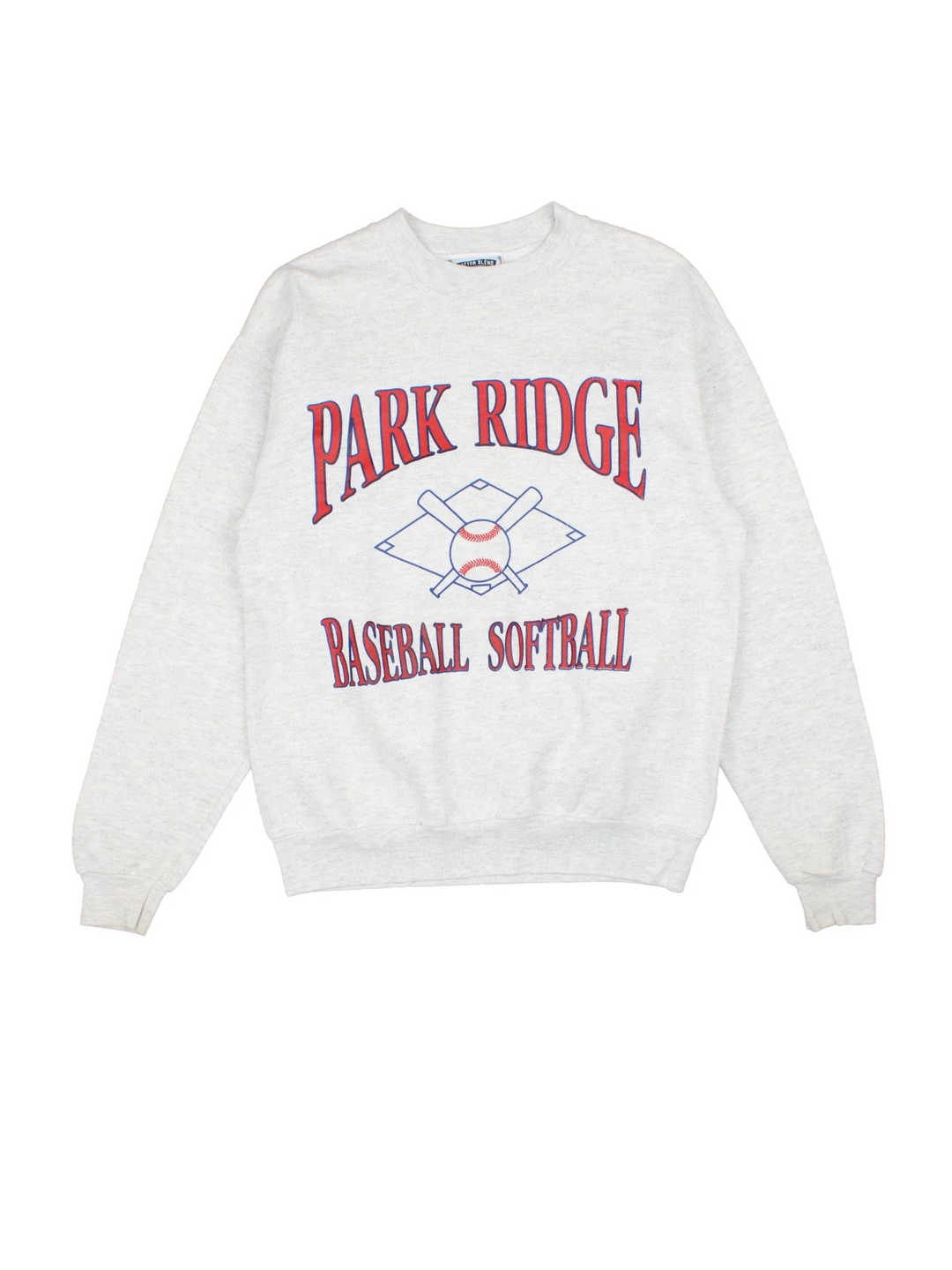 Vintage Park Ridge Baseball Sweatshirt in a grey colourway with logo and graphic across the front.