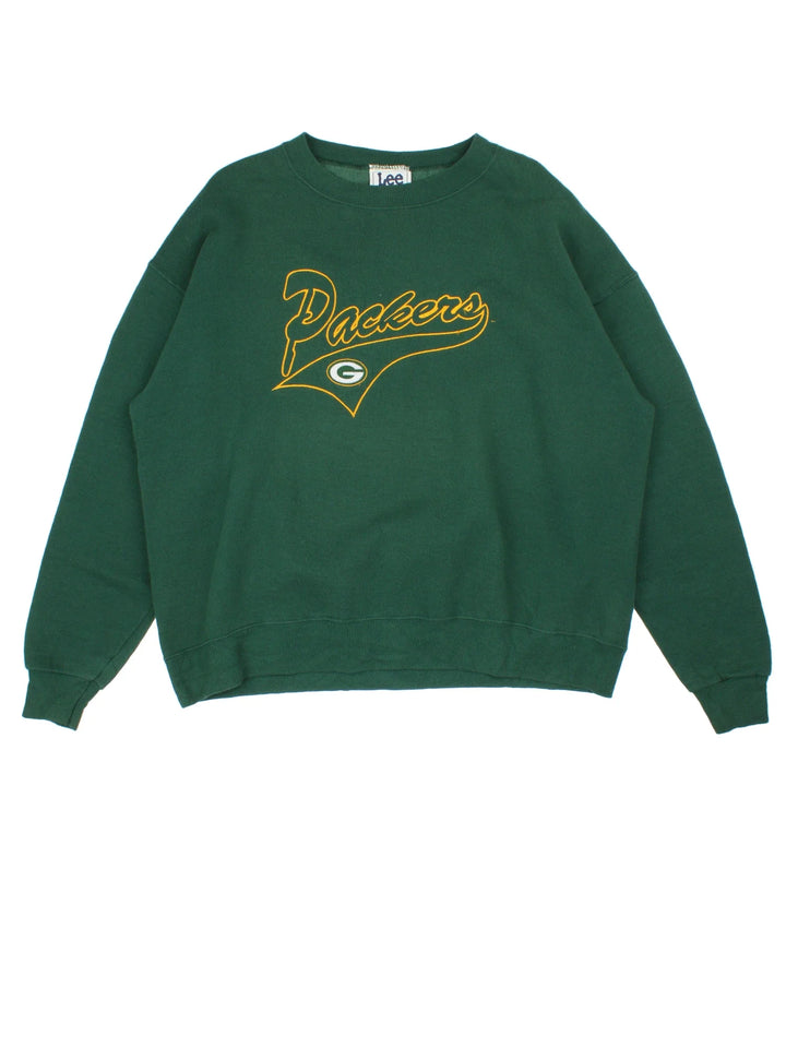 Vintage Lee Sport Green Bay Packers NFL Sweatshirt in a green colourway with the logo on the front.