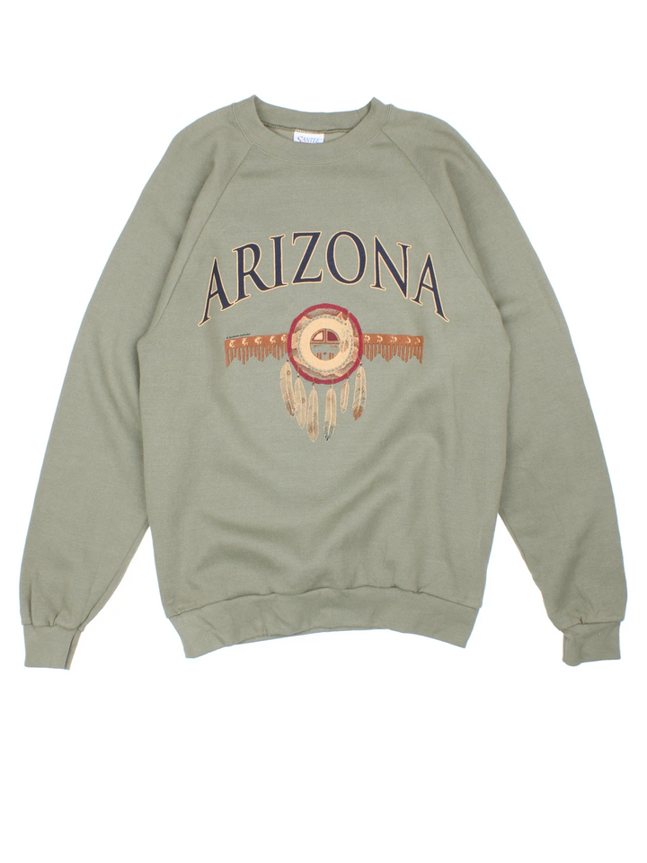 Vintage Arizona Sweatshirt in a green colourway with the spell out and western graphic printed on front.